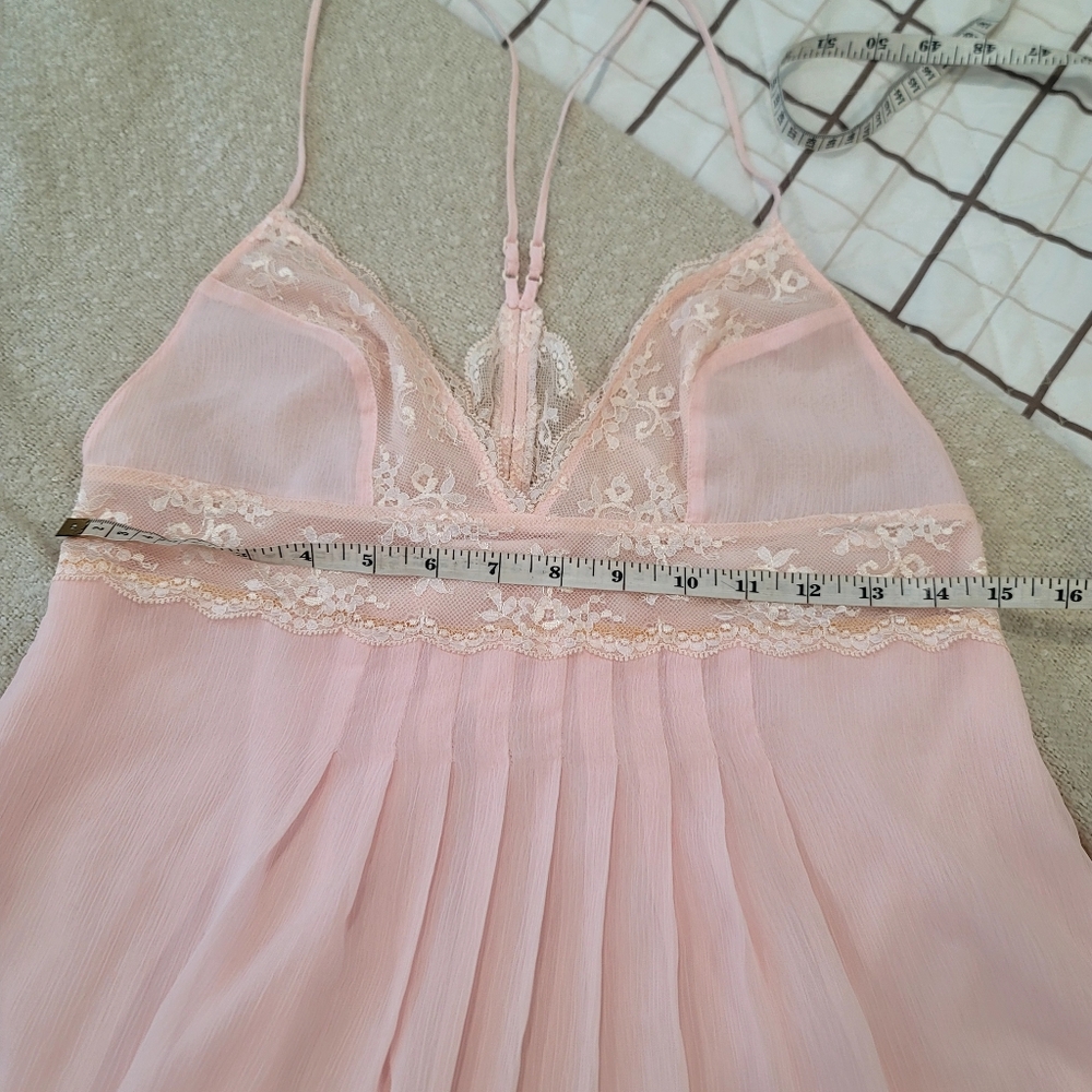 Vintage Victoria's Secret Babydoll Dress M Pink Coquette Lace Nightie Y2K - Picture 10 of 16